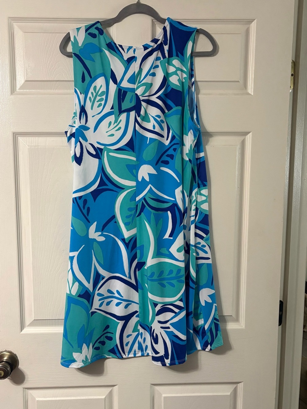 Sleeveless Blue & Teal Floral Midi Dress